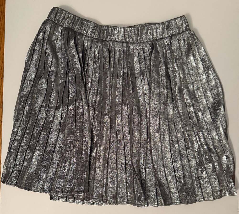 GAP Kids Silver Metallic Pleated Skirt Shorts Skort Size XL 12